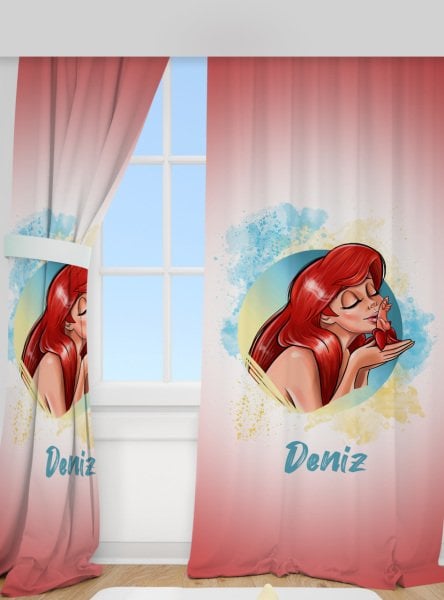 Kişiye Özel Baskılı Fon Perde Deniz Kızı