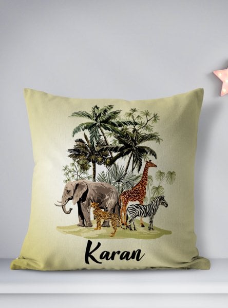 Kişiye Özel Çift Taraflı Kare Kırlent Kılıfı Safari