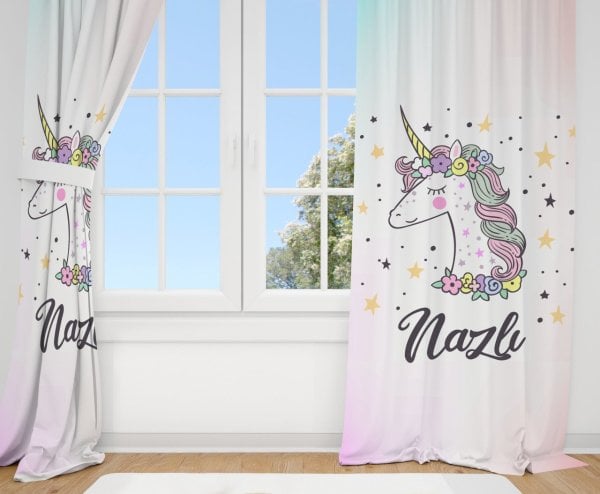 Kişiye Özel Fon Perde Unicorn