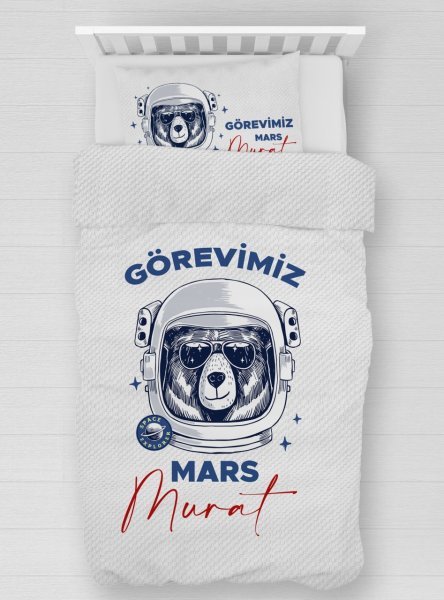 Kişiye Özel %100 Pamuk Tek Kişilik Pike Seti Mars