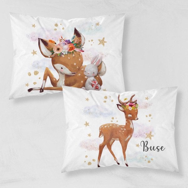 Kişiye Özel Çocuk Yastık Kılıfı Bambi