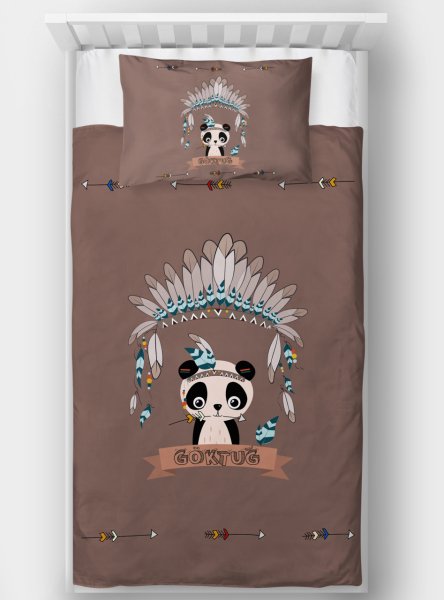 Kişiye Özel Tek Kişilik Yatak Örtüsü Panda