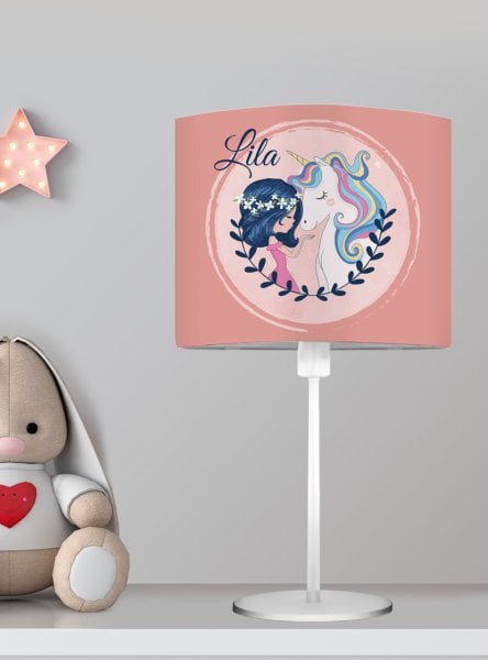 Kişiye Özel Başucu Abajur Unicorn ve Kız