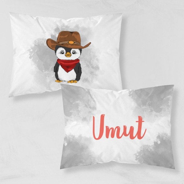 Kişiye Özel Çocuk Yastık Kılıfı Penguen