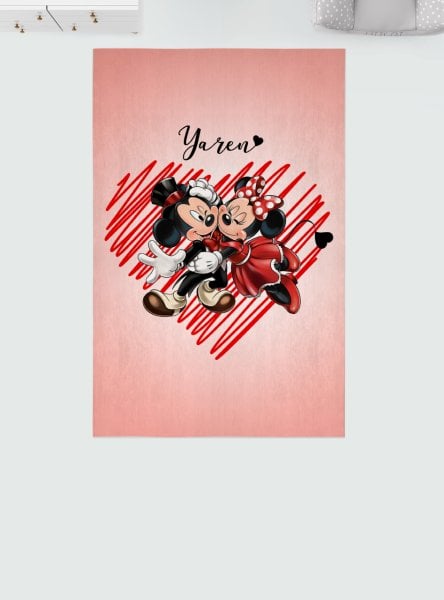 Kişiye Özel Dijital Baskı Halı Minnie ve Mickey Mouse