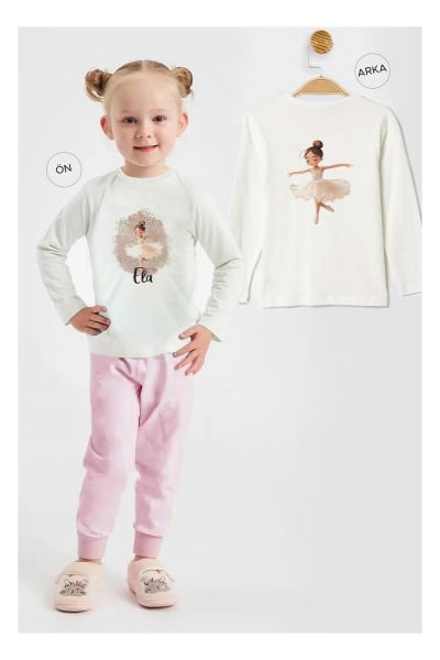İsme Özel Organik Kız Çocuk Pijama Takımı