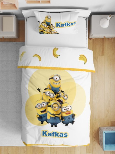 Çift Taraflı Pamuk Saten Nevresim Seti Minions