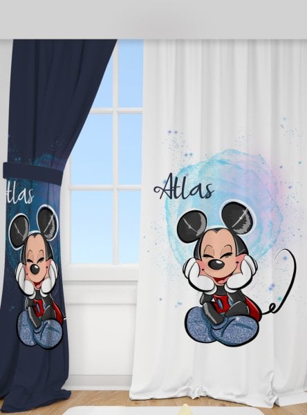 Kişiye Özel Baskılı Fon Perde Mickey Mouse