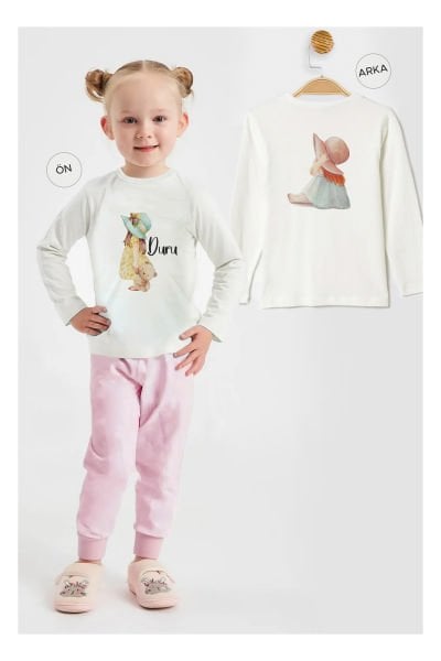 İsme Özel Organik Kız Çocuk Pijama Takımı