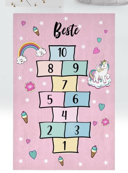 Kişiye Özel Dijital Baskı Halı Seksek Unicorn