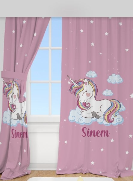 Kişiye Özel Baskılı Fon Perde Unicorn