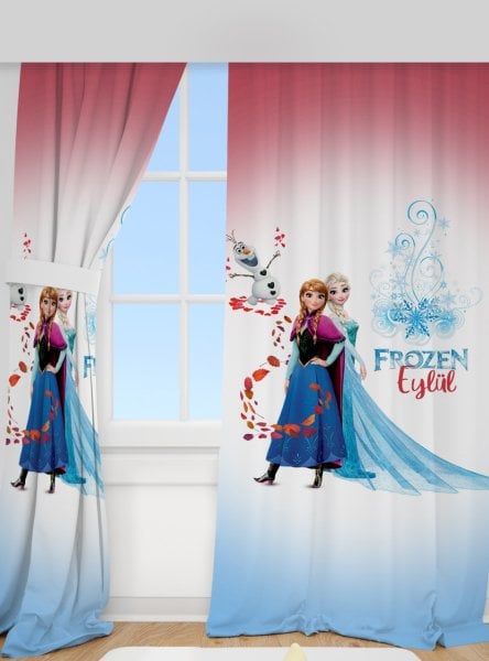 Kişiye Özel Baskılı Fon Perde Frozen Elsa