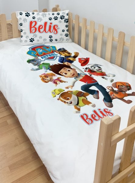 Kişiye Özel Montessori %100 Pamuk Nevresim Seti Paw Patrol