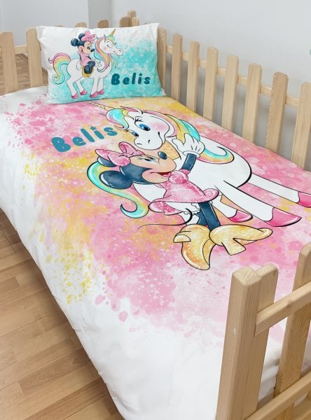 Kişiye Özel Montessori %100 Pamuk Nevresim Seti Minnie Mouse