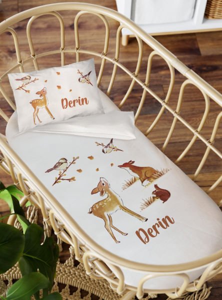 Anne Yanı Beşik Nevresim Takımı Bambi ve Tilki