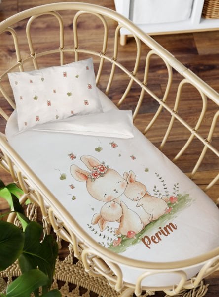 Anne Yanı Beşik Nevresim Takımı Yavru Tavşanlar