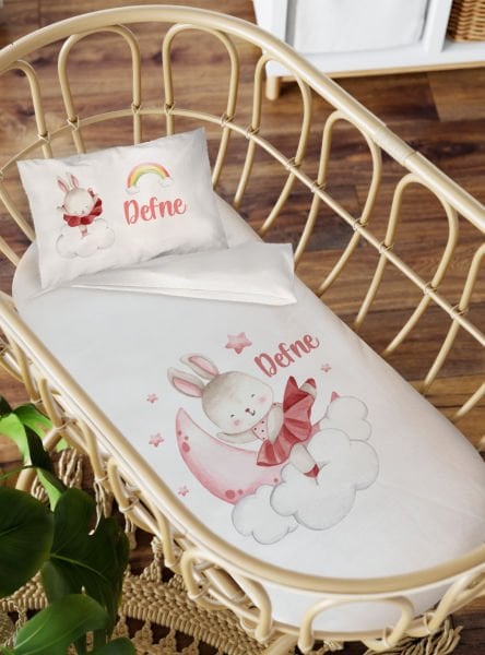 Anne Yanı Beşik Nevresim Takımı Tavşan