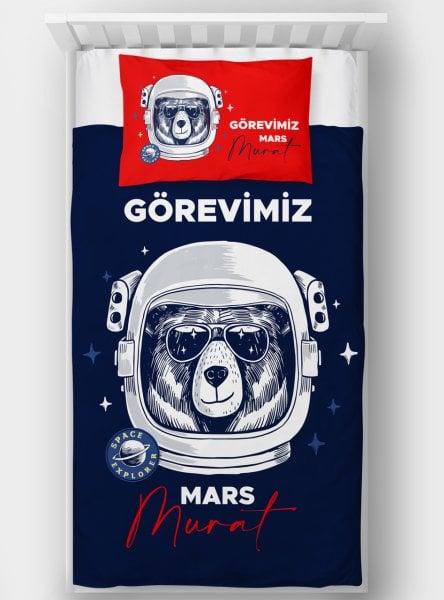 Kişiye Özel Tek Kişilik Yatak Örtüsü Mars