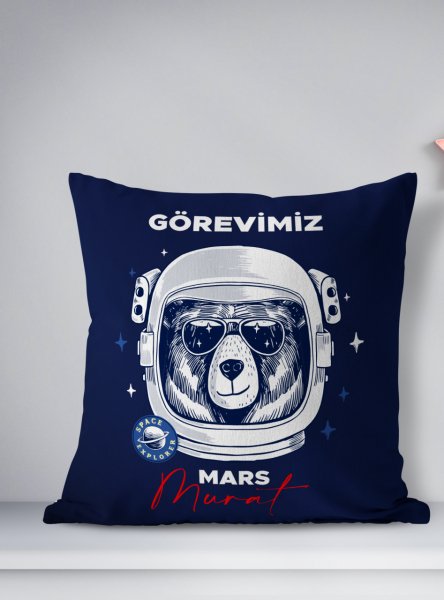 Kişiye Özel Çift Taraflı Kare Kırlent Kılıfı Mars