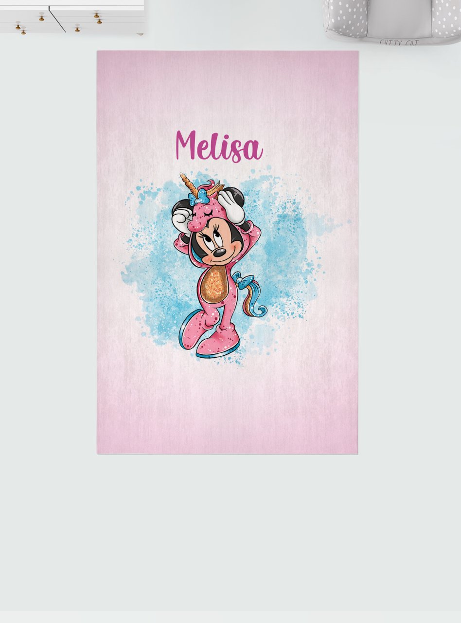 Kişiye Özel Dijital Baskı Halı Minnie ve Mickey Mouse