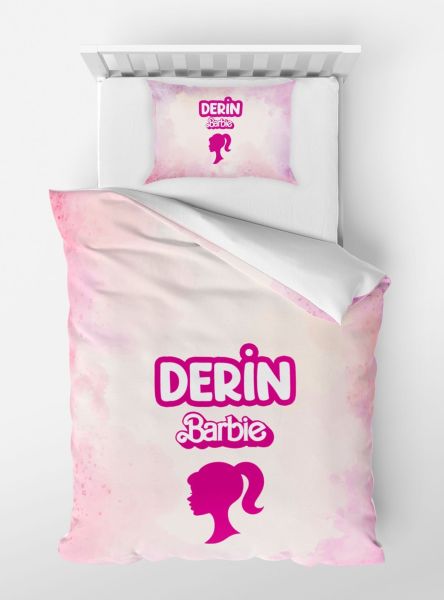 Kişiye Özel Tek Kişilik Nevresim Barbie 160x235 Lastiksiz %100 Pamuk Çarşaf