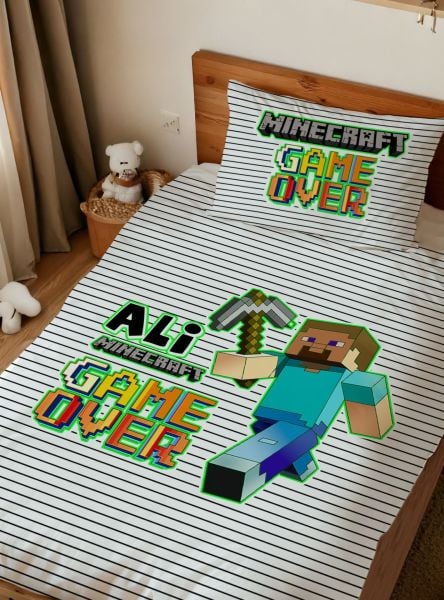 Kişiye Özel Tek Kişilik Nevresim Minecraft