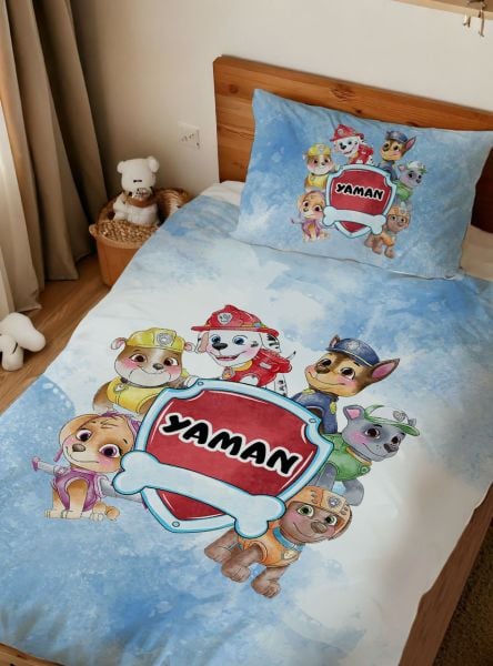 Kişiye Özel Tek Kişilik Nevresim Paw Patrol