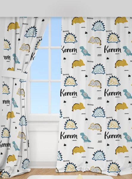 Kişiye Özel Baskılı Fon Perde Dinozor