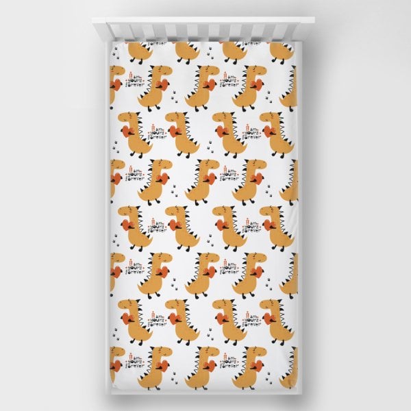 Dijital Baskılı Tek Kişilik Lastikli Çarşaf Dinazor Desenli