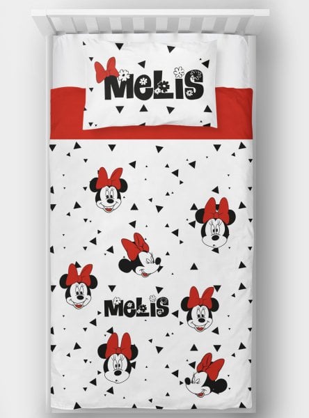 Kişiye Özel Tek Kişilik Yatak Örtüsü Minnie Mouse