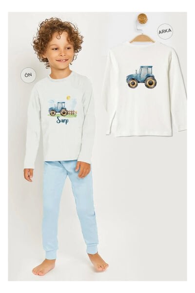İsme Özel Organik Erkek Çocuk Pijama Takımı