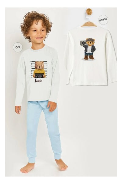 İsme Özel Organik Erkek Çocuk Pijama Takımı