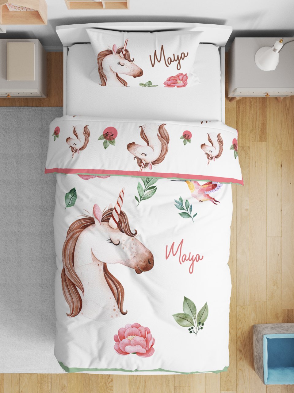 Kişiye Özel Çift Taraflı Yorgan Unicorn