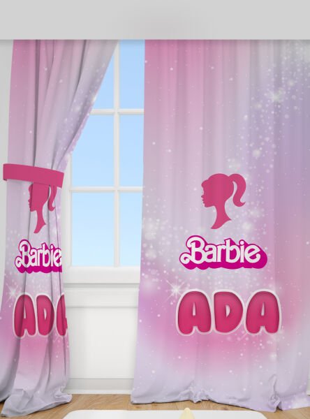 Kişiye Özel Baskılı Fon Perde Barbie