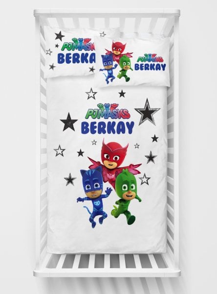 Kişiye Özel Bebek Nevresim Takımı Pj Maskeliler