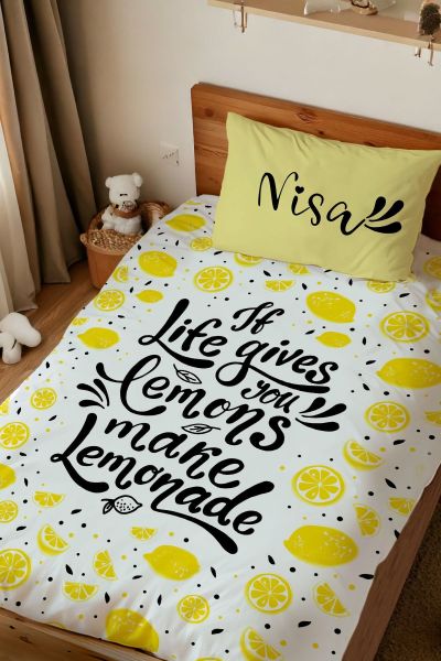 Kişiye Özel Tek Kişilik Nevresim Limonata