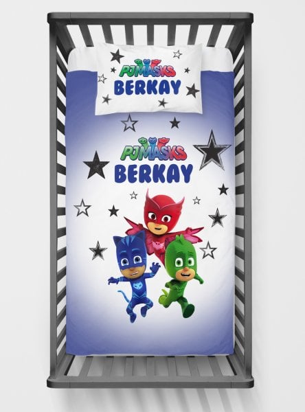 Kişiye Özel Bebek Yatak Örtüsü Pj Maskeliler