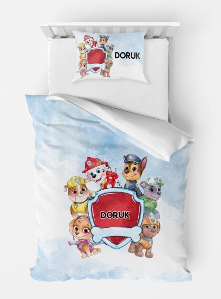 Kişiye Özel Tek Kişilik Micro Saten Nevresim Paw Patrol