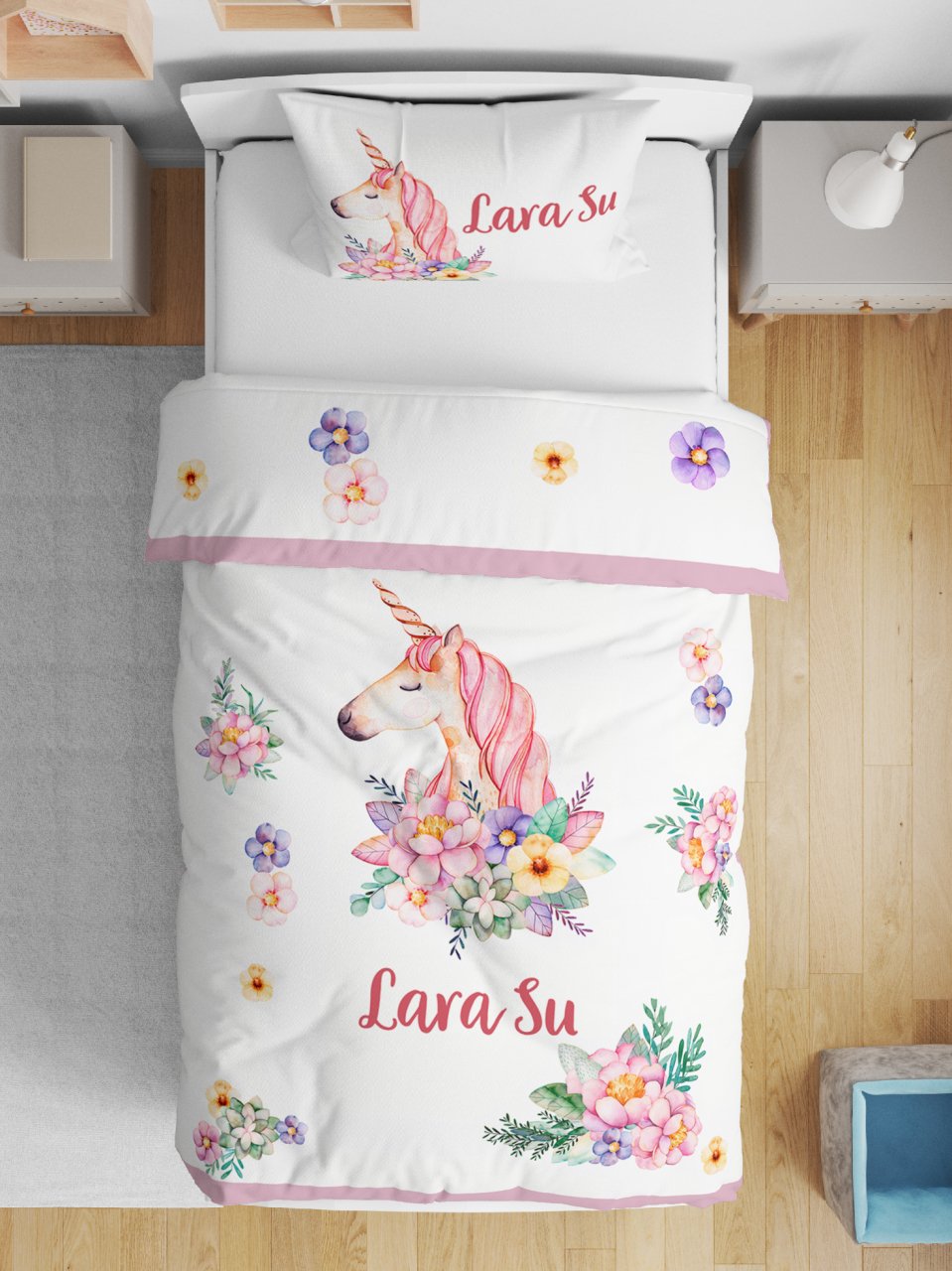 Kişiye Özel Çift Taraflı Yorgan Unicorn