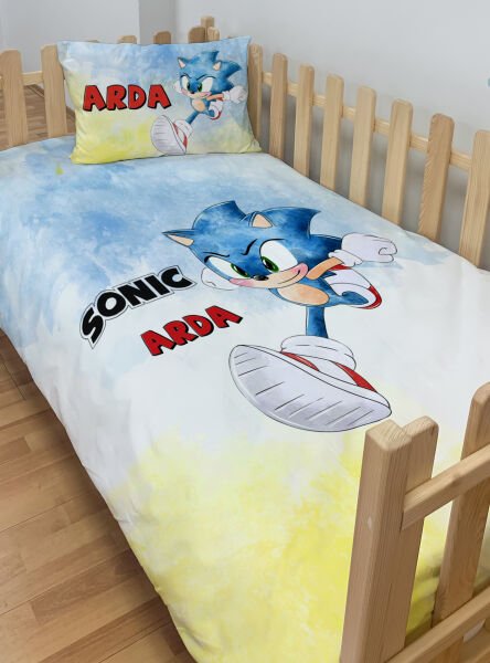 Kişiye Özel Montessori %100 Pamuk Nevresim Seti Sonic
