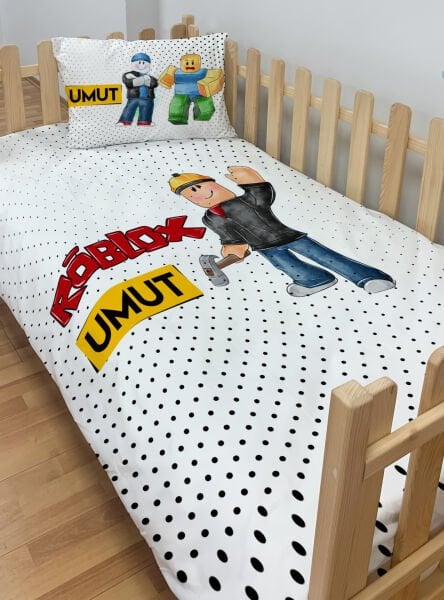 Kişiye Özel Montessori %100 Pamuk Nevresim Seti Roblox