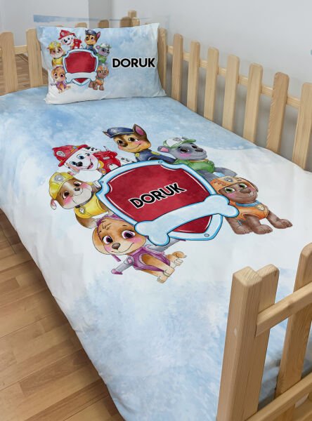 Kişiye Özel Montessori %100 Pamuk Nevresim Seti Paw Patrol