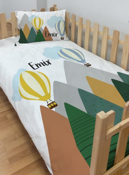 Kişiye Özel Montessori %100 Pamuk Nevresim Seti Balon