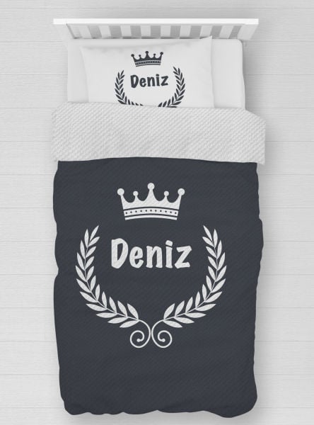 Kişiye Özel %100 Pamuk Tek Kişilik Pike Seti Tac Çelenk