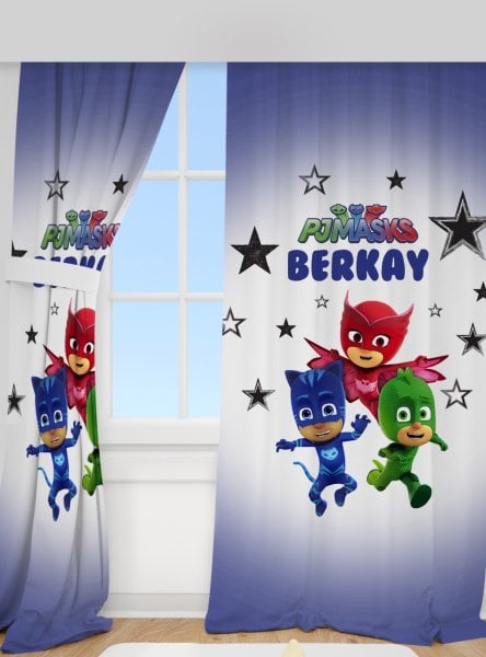 Kişiye Özel Baskılı Fon Perde Pj Maskeliler