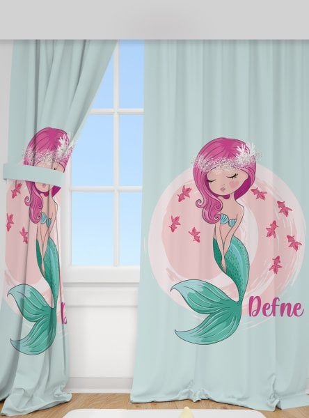 Kişiye Özel Baskılı Fon Perde Denizkızı