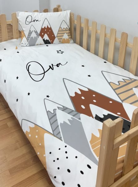 Kişiye Özel Montessori %100 Pamuk Nevresim Seti Dağ Ova