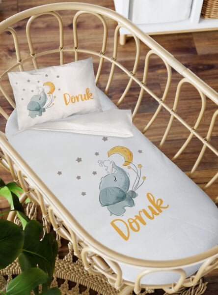 Anne Yanı Beşik Nevresim Takımı Tavşanlı Fil