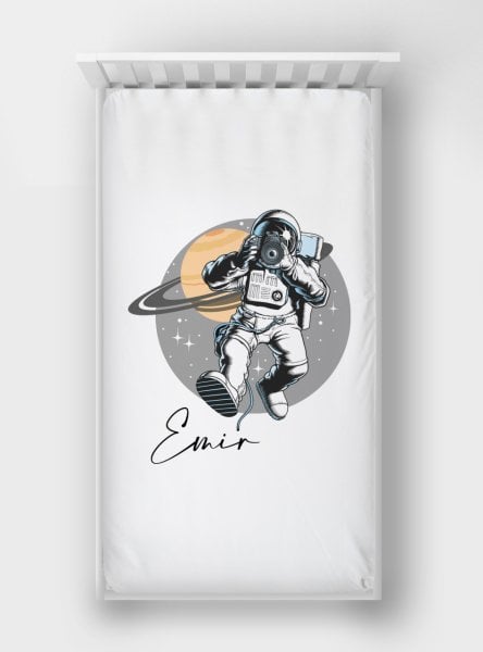 Dijital Baskılı Tek Kişilik Lastikli Çarşaf Astronot