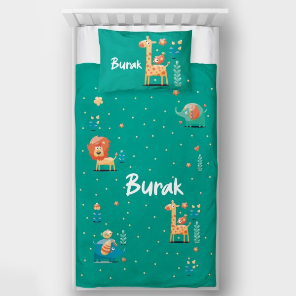 Kişiye Özel Tek Kişilik Yatak Örtüsü Hayvanlar